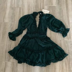 Saints and Sinners Forest Green Ruffle Dress